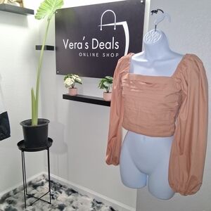 Abercrombie & Fitch Puff Sleeve Blouse - Brown